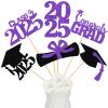 24Pcs 2025 Graduation Centerpieces Sticks Purple, Graduation 2025 Party Centerpieces Sticks for Tables 2025 Purple 2025 Table Centerpieces Decorations view 1