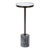 Kate and Laurel Hescott Modern Mirrored Drink Table; 10 x 10 x 24; Gray Marble and Gunmetal; Contemporary Round Accent Table with Premium Marble Base and Mirror Tabletop view 1