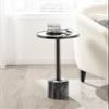 Kate and Laurel Hescott Modern Mirrored Drink Table; 10 x 10 x 24; Gray Marble and Gunmetal; Contemporary Round Accent Table with Premium Marble Base and Mirror Tabletop view 2