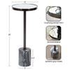 Kate and Laurel Hescott Modern Mirrored Drink Table; 10 x 10 x 24; Gray Marble and Gunmetal; Contemporary Round Accent Table with Premium Marble Base and Mirror Tabletop view 3