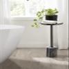 Kate and Laurel Hescott Modern Mirrored Drink Table; 10 x 10 x 24; Gray Marble and Gunmetal; Contemporary Round Accent Table with Premium Marble Base and Mirror Tabletop view 4