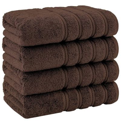 Chocolate Color Extra Absorbent Bath Towels Set of 4 Black Color 54 In. L X 27 In. W Size, Machine Washable 500 - 699 Gsm Thick & Plush | All Season Pretty Brown Shade, Super Soft & Fluffy Quick Dry