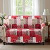 Brilliant Sunshine Burgundy Heart Love Patchwork Couch Cover, Quilted X-Large Sofa Slipcover, 78" Seat Width, Slip Resistant Furniture Protector, 2" Strap, Washable Couch Cover for Kids, Dogs,Burgundy view 1