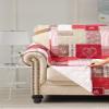 Brilliant Sunshine Burgundy Heart Love Patchwork Couch Cover, Quilted X-Large Sofa Slipcover, 78" Seat Width, Slip Resistant Furniture Protector, 2" Strap, Washable Couch Cover for Kids, Dogs,Burgundy view 3