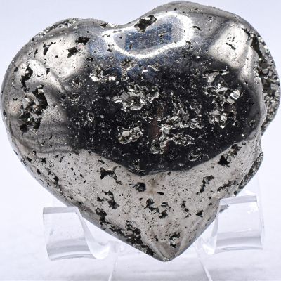 55mm 165g Iron Pyrite Cubes Druzy Geode Cluster Carved into Heart Polished Natural Sparkling Gemstone Crystal Mineral Specimen - Peru