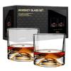 LIITON Mont Blanc Heavy Crystal Whiskey Glasses Gift Set of 2, Thick Freezable Bourbon Glass 1lb Each, Premium Valentine Gifts For Men, Frozen Crystal Chills Cocktails, 10 oz view 1