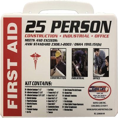 First Aid 25 Person 166 Piece ANSI/OSHA Compliant First Aid Kit in Wall Mountable Poly Case