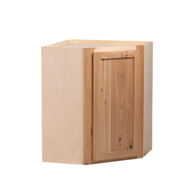 Quicklock RTA (Ready-to-Assemble) 30" Tall Wall Kitchen Cabinets - Shaker Style | 100% Hardwood | Made in America | Soft Close Hardware (Raw Hickory, 12" D x 24" W x 30" H Corner)