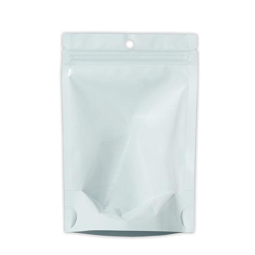 QQ Studio 100 Bags Resealable Aluimum Zipper Seal Food Storage Bags with Clear Window Stand Up Bottom Gusset Pouch for Snack Peanuts (7 Inch x 10 Inch, White & Clear)