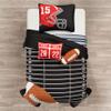 Lush Decor American Football Reversible Quilt Twin Size 4 Piece Set Black & Navy - Toddler Bedding Set Twin Quilt - Kids Bedroom Football Decor view 1