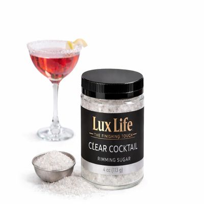 Lux Life White Cocktail Rimming Sugar Naturally Colored, Unflavored Drink Rim Sugar 4 oz