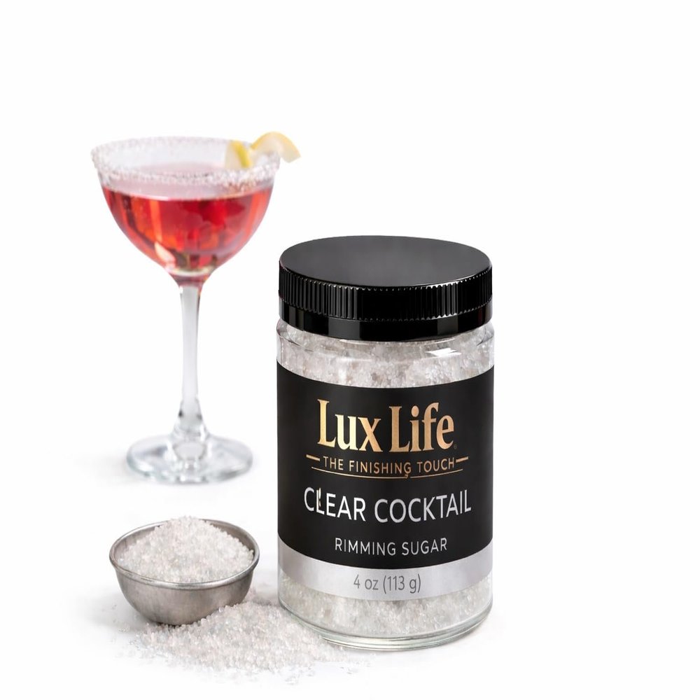 Lux Life White Cocktail Rimming Sugar Naturally Colored, Unflavored Drink Rim Sugar 4 oz