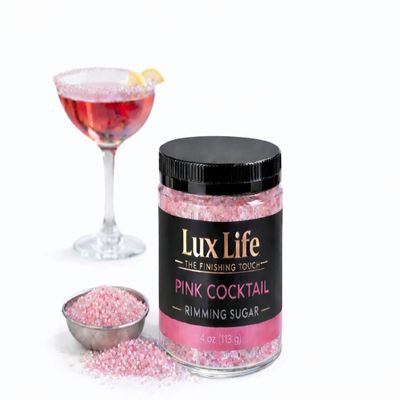 Lux Life Pink Cocktail Rimming Sugar Naturally Colored, Unflavored Drink Rim Sugar 4 oz