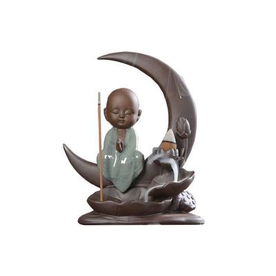 Incense Burner Buddha Incense Burner Handmade Ceramic Incense Holder Backflow Incense Censer Home Office Yoga Tea House Decor Waterfall Incense Stick Holder Incense Holders