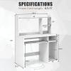 COSTWAY White Modern Large Computer Desk with Storage Shelf, Office Desk with Hutch, CPU Stand & Keyboard Tray, Home PC Desk with Bookshelf, for Bedroom, Study, Living Room view 3