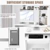 COSTWAY White Modern Large Computer Desk with Storage Shelf, Office Desk with Hutch, CPU Stand & Keyboard Tray, Home PC Desk with Bookshelf, for Bedroom, Study, Living Room view 4