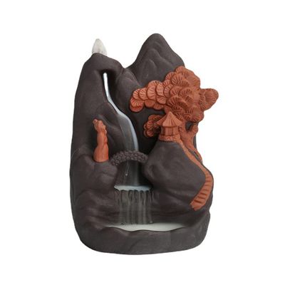 Incense Burner Retro Handmade Ceramic Backflow Incense Burner Waterfall Incense Holder Zen Ornament Home Office Study Tea Ceremony Decor Incense Holders