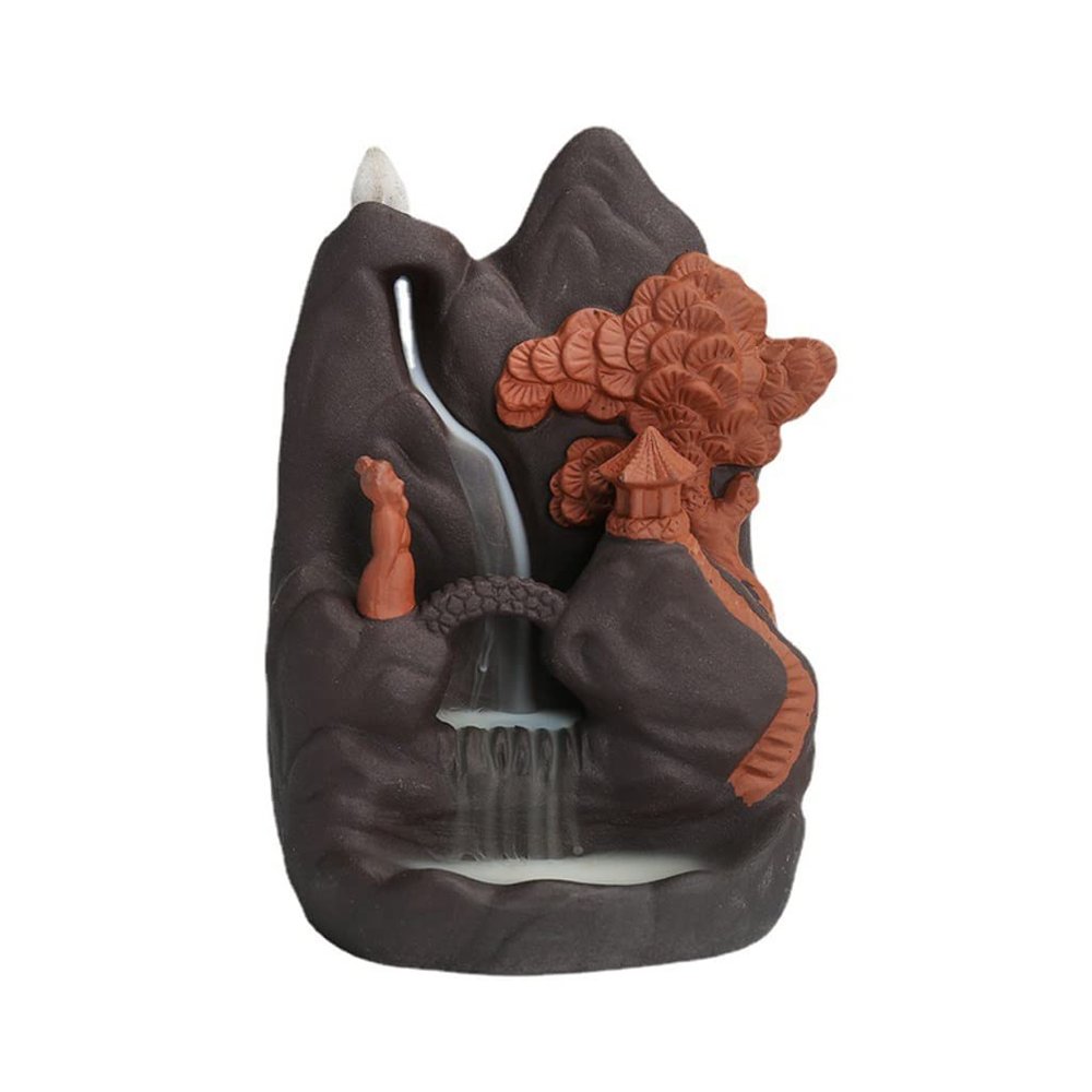 Incense Burner Retro Handmade Ceramic Backflow Incense Burner Waterfall Incense Holder Zen Ornament Home Office Study Tea Ceremony Decor Incense Holders
