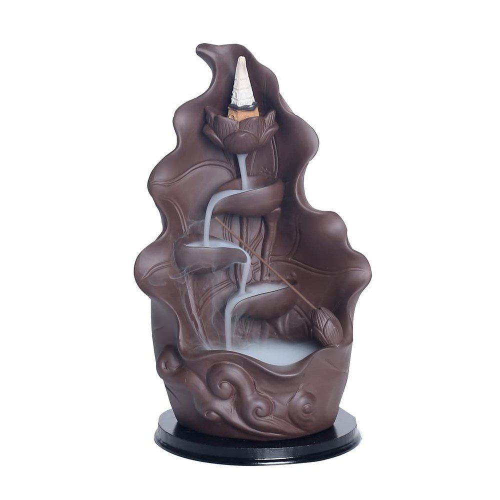 Incense Burner Waterfall Incense Burner Backflow Cone Stick Incense Holder with Base, Ceramic Incense Censer Home Office Yoga Teahouse Decor Incense Holders
