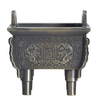 Incense Burner Pure Copper Incense Burner, Retro Incense Stick Burner, Tower Incense Holder, Coil Incense Burner, Square Buddha Brass Tripod for Home Yoga SPA Office Temple Incense Holders