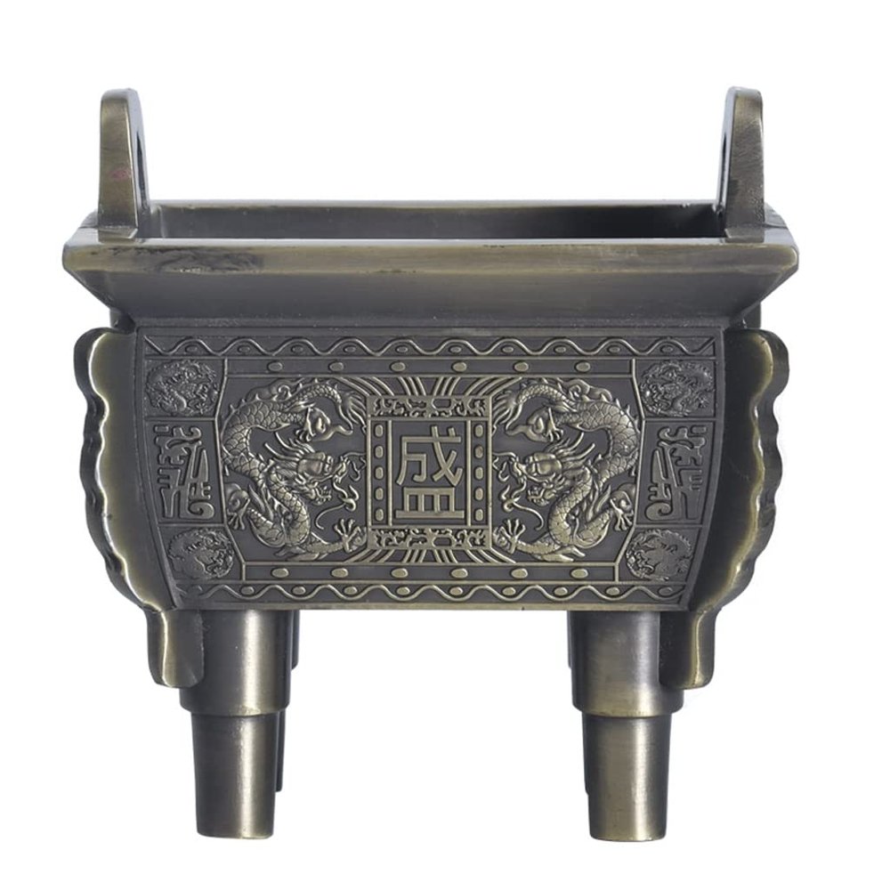 Incense Burner Pure Copper Incense Burner, Retro Incense Stick Burner, Tower Incense Holder, Coil Incense Burner, Square Buddha Brass Tripod for Home Yoga SPA Office Temple Incense Holders