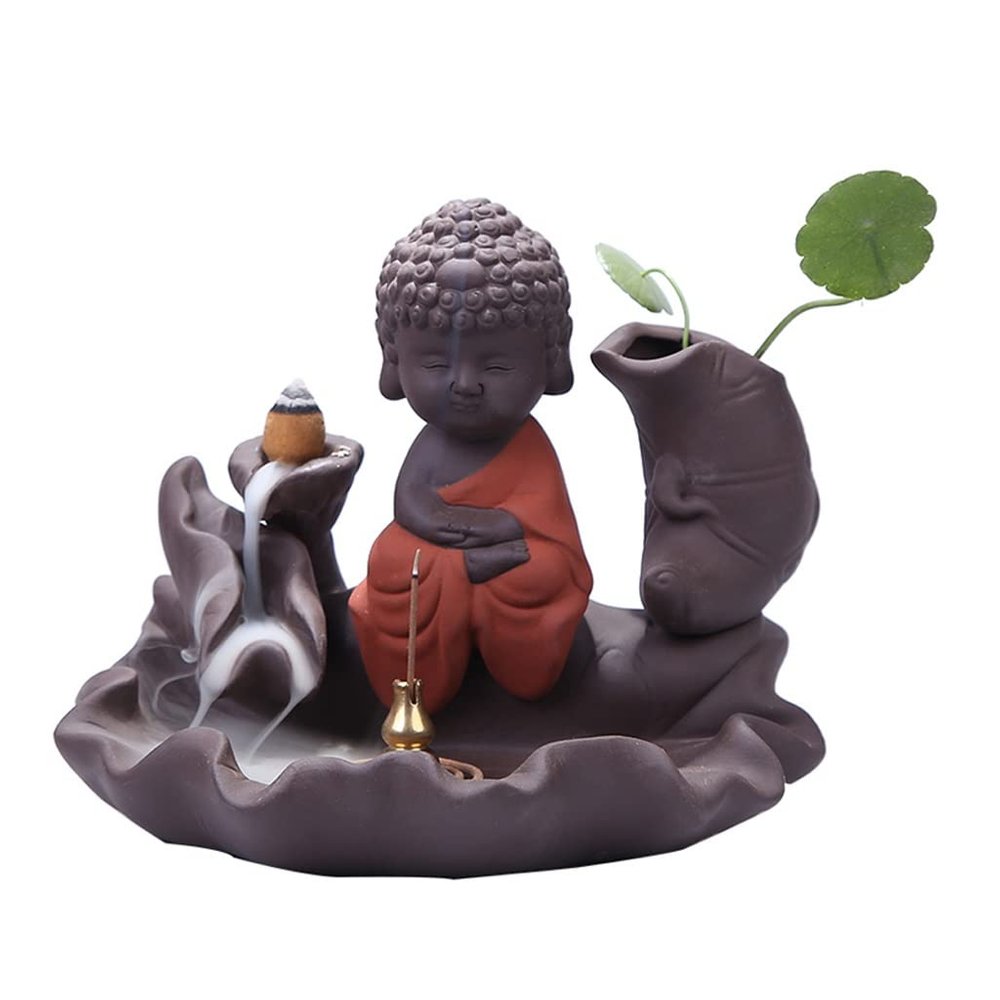 Incense Burner Waterfall Incense Burner Backflow Buddha Incense Cones Holder Censer Home Decor Buddhist Aroma Furnace Use in Home Office Yoga Teahouse Incense Holders