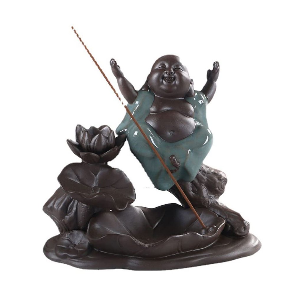 Incense Burner Waterfall Incense Burner Ceramic Backflow Buddha Incense Holder Censer Home Decor Buddhist Incense Censer Office Yoga Teahouse Zen Ornaments Incense Holders