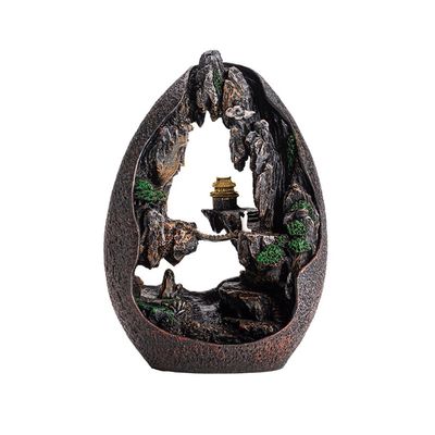 Incense Burner Mountains and Flowing Water Backflow Incense Burner Creative Ceramic Smoke Waterfall Incense Cones Holder Home Office Yoga Teahouse Decor Incense Holders