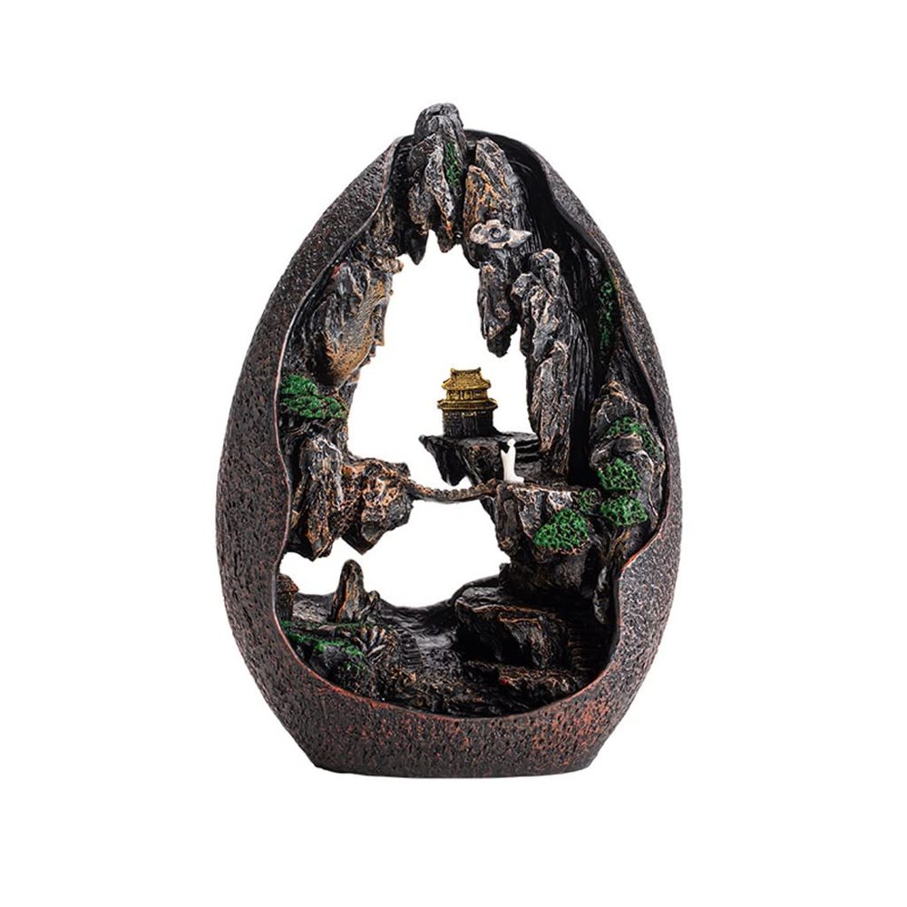 Incense Burner Mountains and Flowing Water Backflow Incense Burner Creative Ceramic Smoke Waterfall Incense Cones Holder Home Office Yoga Teahouse Decor Incense Holders
