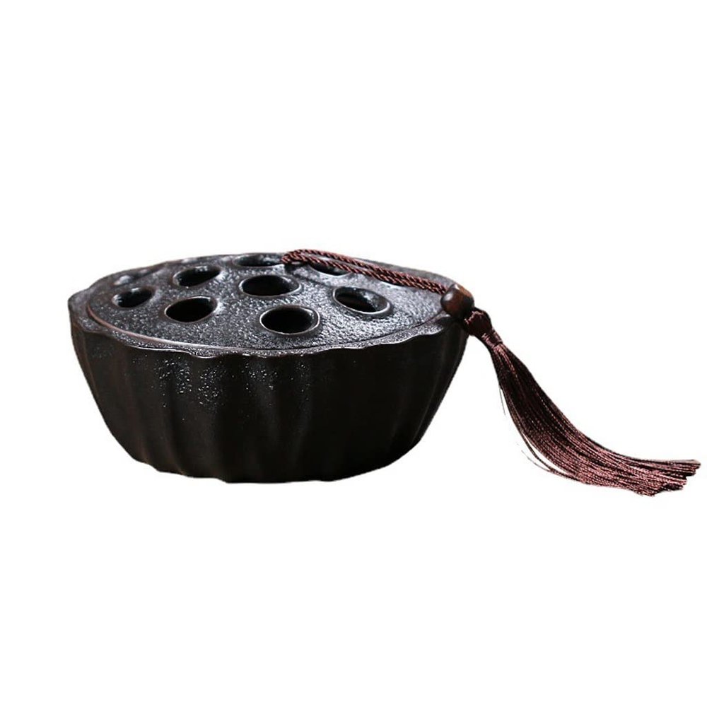 Incense Burner Ceramic Incense Burner with Lid, Lotus Pod Coil Incense Burner, for Home Office Teahouse Yoga Bedroom Meditation Incense Holders