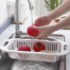 Pasta Strainer Basket Fruit Drainer Telescopic Storage Rack Drain Basket Filter Sink Free Punch Cleaning Bowl Rag Rack Kitchen Household Pull-out Storage Rack Rice Washing Bowl Vegetable Washing Baske view 4