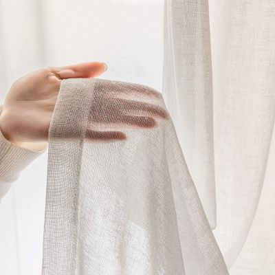 Artdix Extra Wide White Sheer Curtains 96 Inches Long 2 Panels Set, Timeless Pinch Pleat Linen Privacy Semi Solid Sheer Window Curtains, 2 Panels, 120 x 96 Inches, White