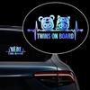 Iprokiu 2pcs Cute Cartoon Heartbeat Twins on Board Car Sticker Kids Baby on Board Car Window Bumper Decal Waterproof Vinyl Decal Safety Warning Decal Baby in Car Sticker (Rainbow Blue) view 1