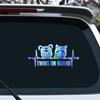 Iprokiu 2pcs Cute Cartoon Heartbeat Twins on Board Car Sticker Kids Baby on Board Car Window Bumper Decal Waterproof Vinyl Decal Safety Warning Decal Baby in Car Sticker (Rainbow Blue) view 3