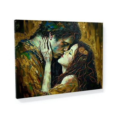 Sense Canvas Pop Art The Kiss Klimt 45 Canvas Art - Home Decor Wall Art Print Poster Painting Small 16x12 / 0.75"