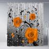 ZZYSKS Floral Butterfly Shower Curtain Orange Rose Flower Spring Botanical Rustic Farmhouse Abstract Gray Modern Realistic Water Drop Creative Decor Fabric Bathroom Set with Hooks 70Wx70H Inch view 2