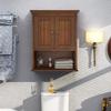 Treocho Wood Wall Cabinet, Bathroom Medicine Cabinet Storage with Doors and Adjustable Shelf, Rustic Cabinet Wall Mounted for Bathroom, Livingroom, Kitchen, Cupboard, Reddish Brown view 2