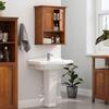 Treocho Wood Wall Cabinet, Bathroom Medicine Cabinet Storage with Doors and Adjustable Shelf, Rustic Cabinet Wall Mounted for Bathroom, Livingroom, Kitchen, Cupboard, Reddish Brown view 4