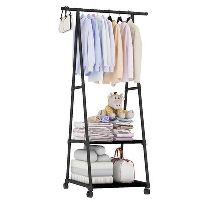 BNNP Drying Rack Household Stainless Steel Double-Layer Clothes Drying Rack Bedroom Multi-Functional Floor-to-Ceiling Coat Rack Movable Portable Dryer