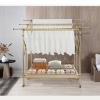 BNNP Drying Rack Stainless Steel Folding Clothes Rack Three-Tier Retractable Clothes Drying Rack Floor Clothes Drying Rack with Casters Portable Dryer (Color : 1) view 3