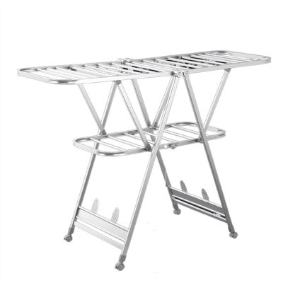 BNNP Drying Rack Foldable Clothes Rod Floor-Mounted Clothes Rack Clothes Dryer Aluminum Alloy Clothes Rack Indoor and Outdoor with Casters Portable Dryer ( Color : 1 )
