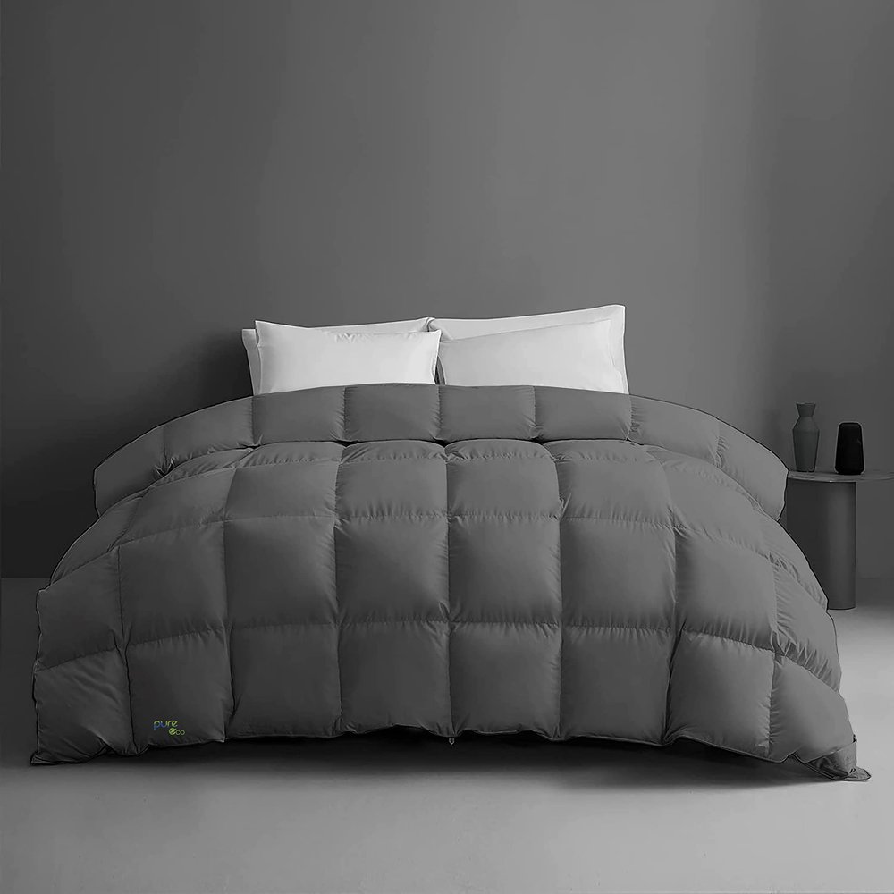 1-Piece Microfiber Comforter Super Oversized King (120" X 128") - Super Soft 500GSM Lightweight 6 Corner Ties Premium Quality Down Alternative Winter Comforter (120" X 128")- Colour-Dark Grey