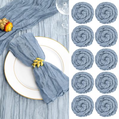 60 Pack Gauze Cheesecloth Napkins Wrinkled Table Napkins Soft Cotton Cloth Napkins Rustic Decorative Napkins for Weddings Party Dinner Table Everyday Use, 20 x 20 Inch (Dusty Blue)