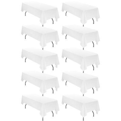 10 Pack 60 x 102 Inch Tablecloth, White Tablecloth for 6 Feet Rectangle Tables, Stain and Wrinkle Resistant Washable Fabric Table Cloth for Wedding Party Dining Table Buffet Parties and Camping