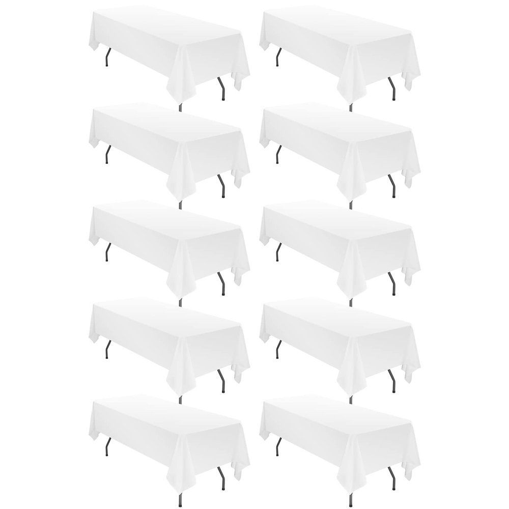 10 Pack 60 x 102 Inch Tablecloth, White Tablecloth for 6 Feet Rectangle Tables, Stain and Wrinkle Resistant Washable Fabric Table Cloth for Wedding Party Dining Table Buffet Parties and Camping