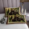 Black Bear Decor Coverlet Set Twin Size,Rustic Cabin Wildlife Bear Bed Cover for Kids Boys Girls Room Decor,Bohemia Exotic Flower Design Quilt Set Retro Country Style Quilted with 1 Pillowcase,Soft view 4