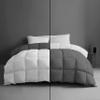1-Piece Microfiber Comforter Super Oversized King (120" X 128") - Super Soft 500GSM Lightweight 6 Corner Ties Premium Quality Down Alternative Winter Comforter (120" X 128")- Colour-White/Dark Grey view 1