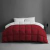 1-Piece Microfiber Comforter Super Oversized King (120" X 128") - Super Soft 500GSM Lightweight 6 Corner Ties Premium Quality Down Alternative Winter Comforter (120" X 128")- Colour-White/Burgundy view 2