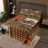 Rustic Patchwork Quilt Set King,Bear Moose Deer Silhouette Bedspread Set,Retro Bear Paw Pincones Patchwork Coverlet Set for Kids Teens Adults,Westurn Country Cabin Lodge Bed Cover with 2 Pillowcases view 1