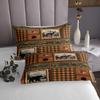 Rustic Patchwork Quilt Set King,Bear Moose Deer Silhouette Bedspread Set,Retro Bear Paw Pincones Patchwork Coverlet Set for Kids Teens Adults,Westurn Country Cabin Lodge Bed Cover with 2 Pillowcases view 4